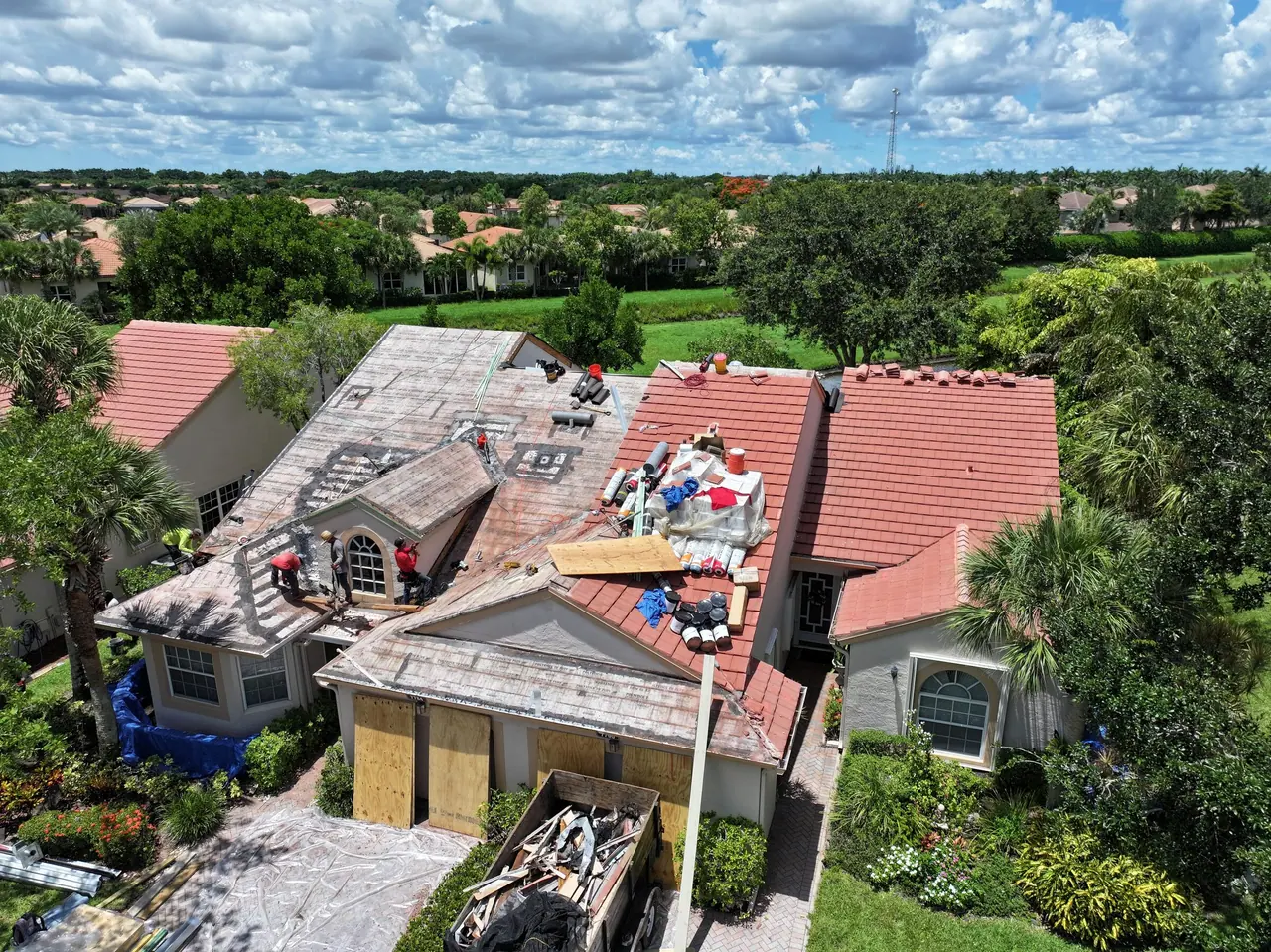 Storm damage tile roof repair in South Florida