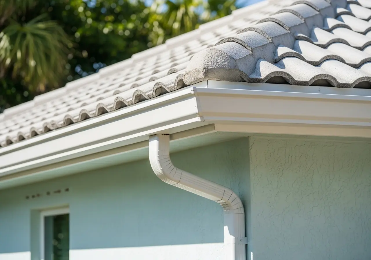 Seamless aluminum gutter system on Florida home